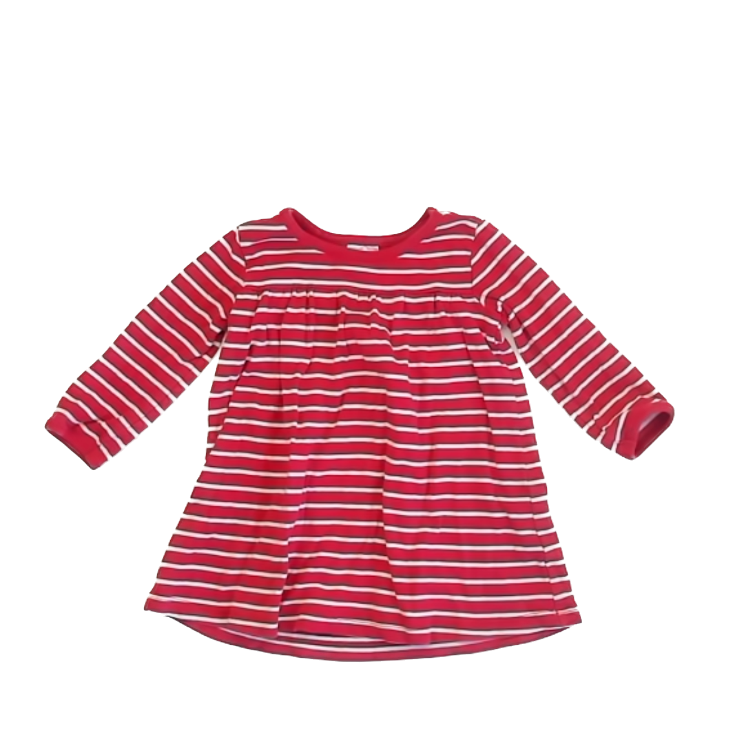 Hanna Andersson Girls Red | White Striped Dress Size: 18-24 Months Red | White Striped