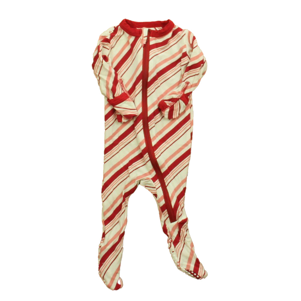 Kickee Pants Unisex Red | White 1-piece footed Pajamas Size: Newborn Red | White
