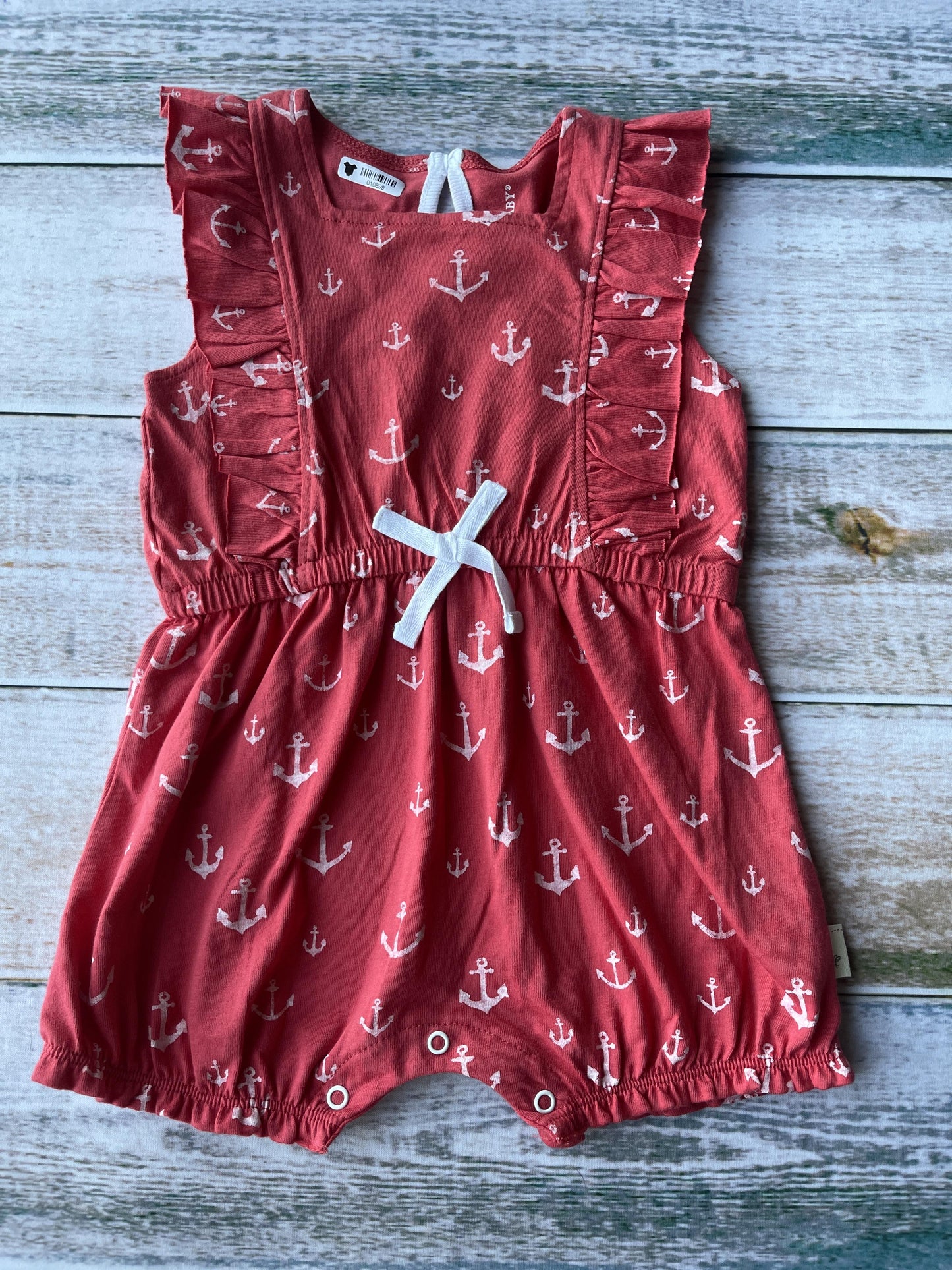 Burt's Bees Girls Red | White Romper Size: 12 months Red | White