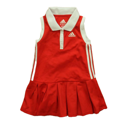 Adidas Girls Red | White Dress Size: 24 Months Red | White