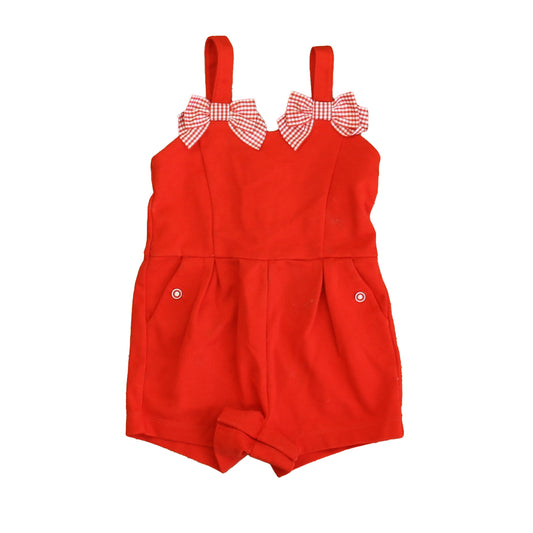 Janie and Jack Girls Red | White Romper Size: 6-12 Months Red | White