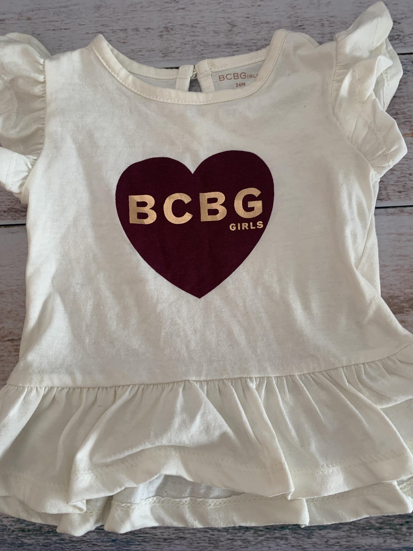 BCBG Girls Red | Wool White Shirt Size: 24 months Red | Wool White