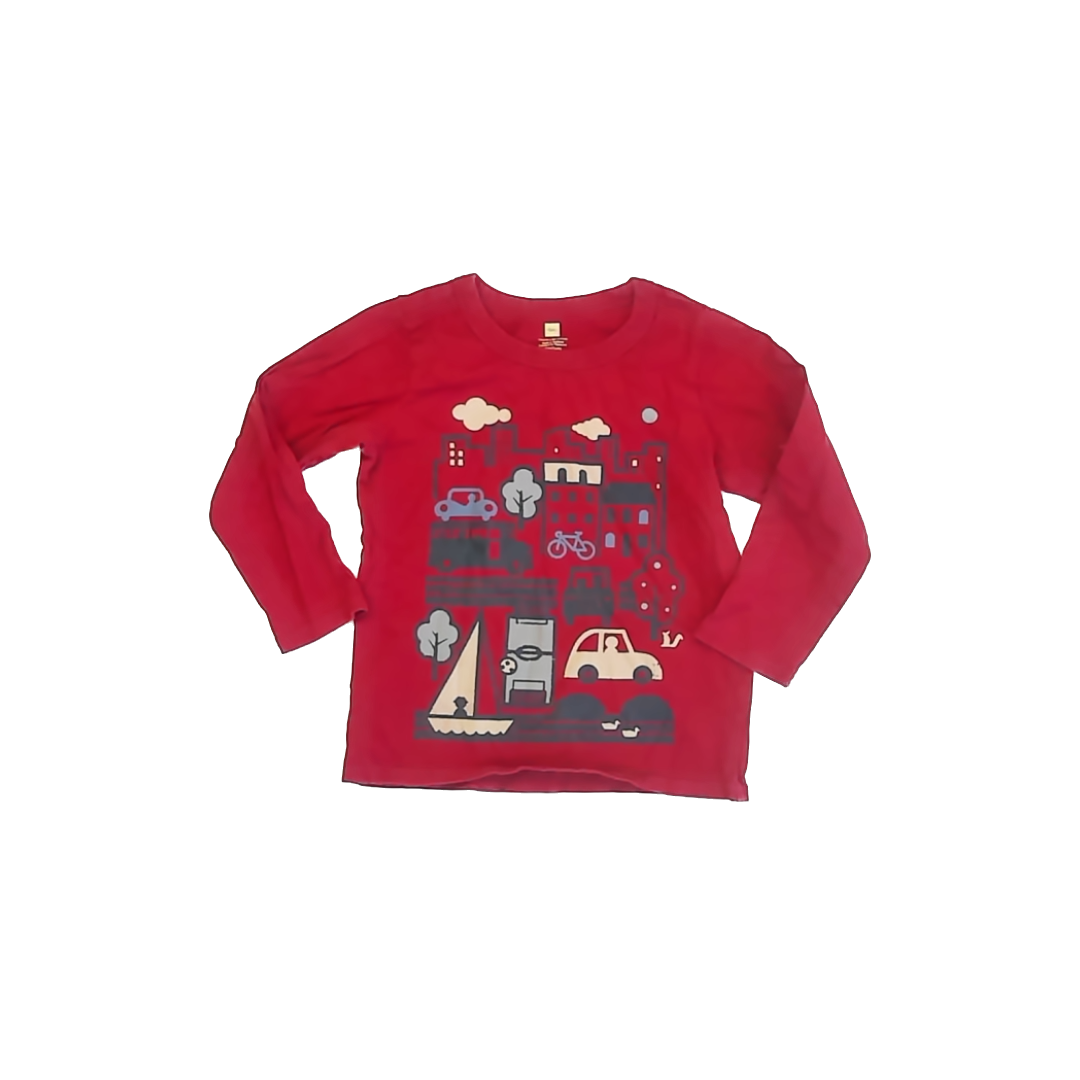 Tea Collection Boys Red Long Sleeve T-Shirt Size: 4T Red