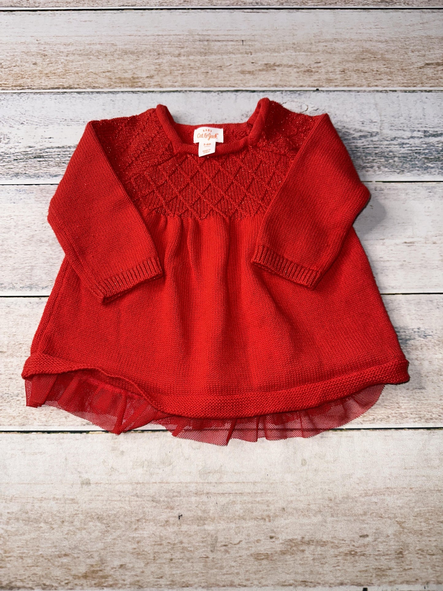 Cat & Jack Girls Red Dress Size: 3-6 months Red