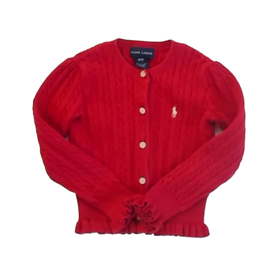Ralph Lauren Girls Red Cardigan Size: 3T Red