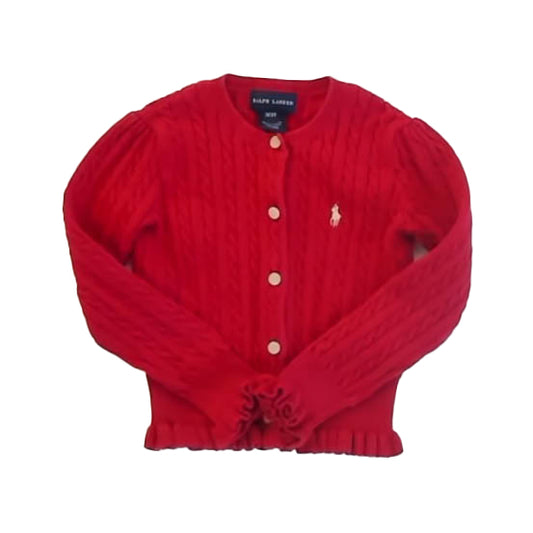 Ralph Lauren Girls Red Cardigan Size: 3T Red