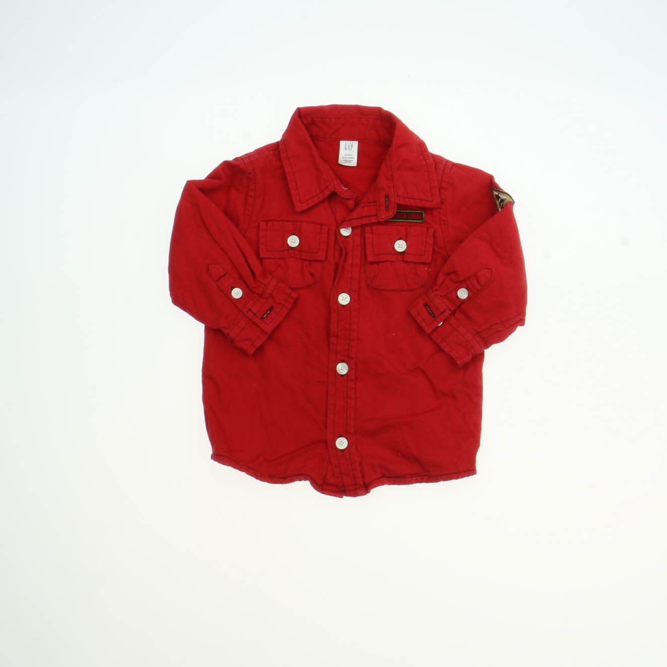 Gap Boys Red Button Down Long Sleeve Size: 6-12 Months Red