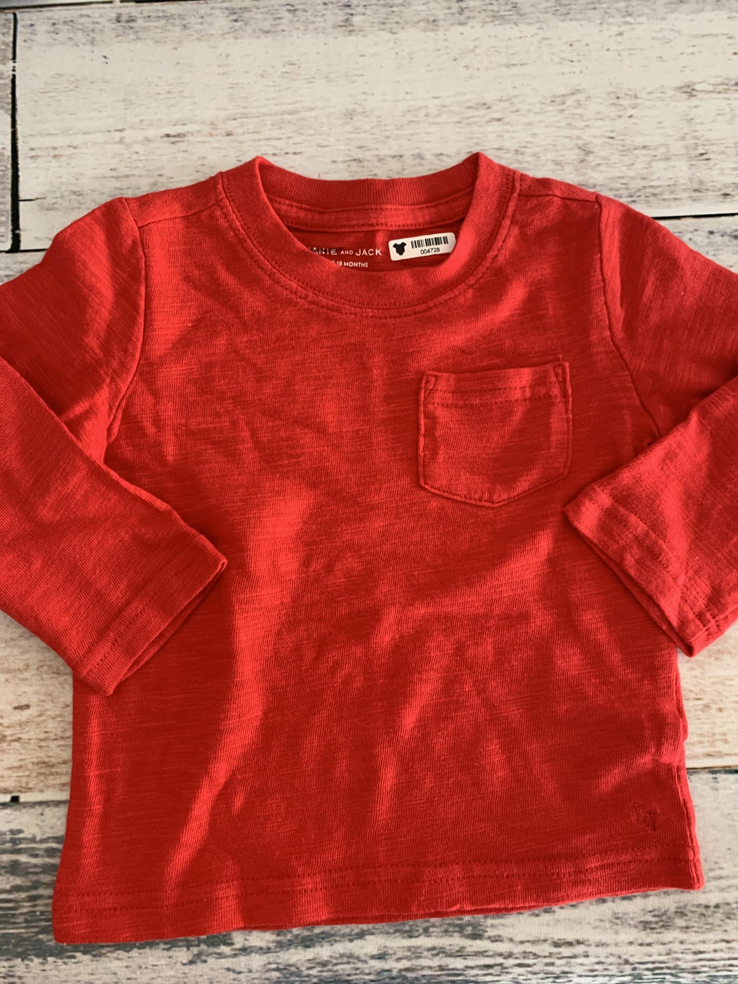 Janie and Jack Boys Red Long Sleeve T-Shirt Size: 12-18 months Red