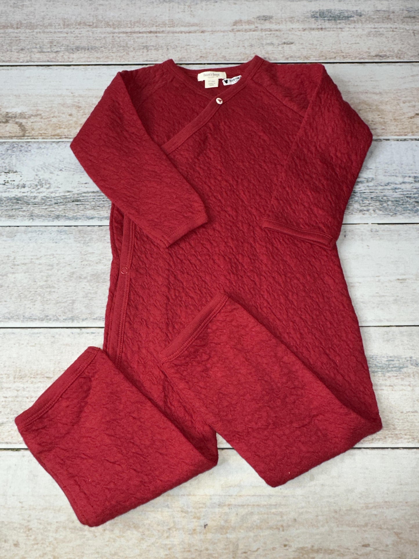 Burt's Bees Unisex Red Long Sleeve Outfit Size: 12 months Red