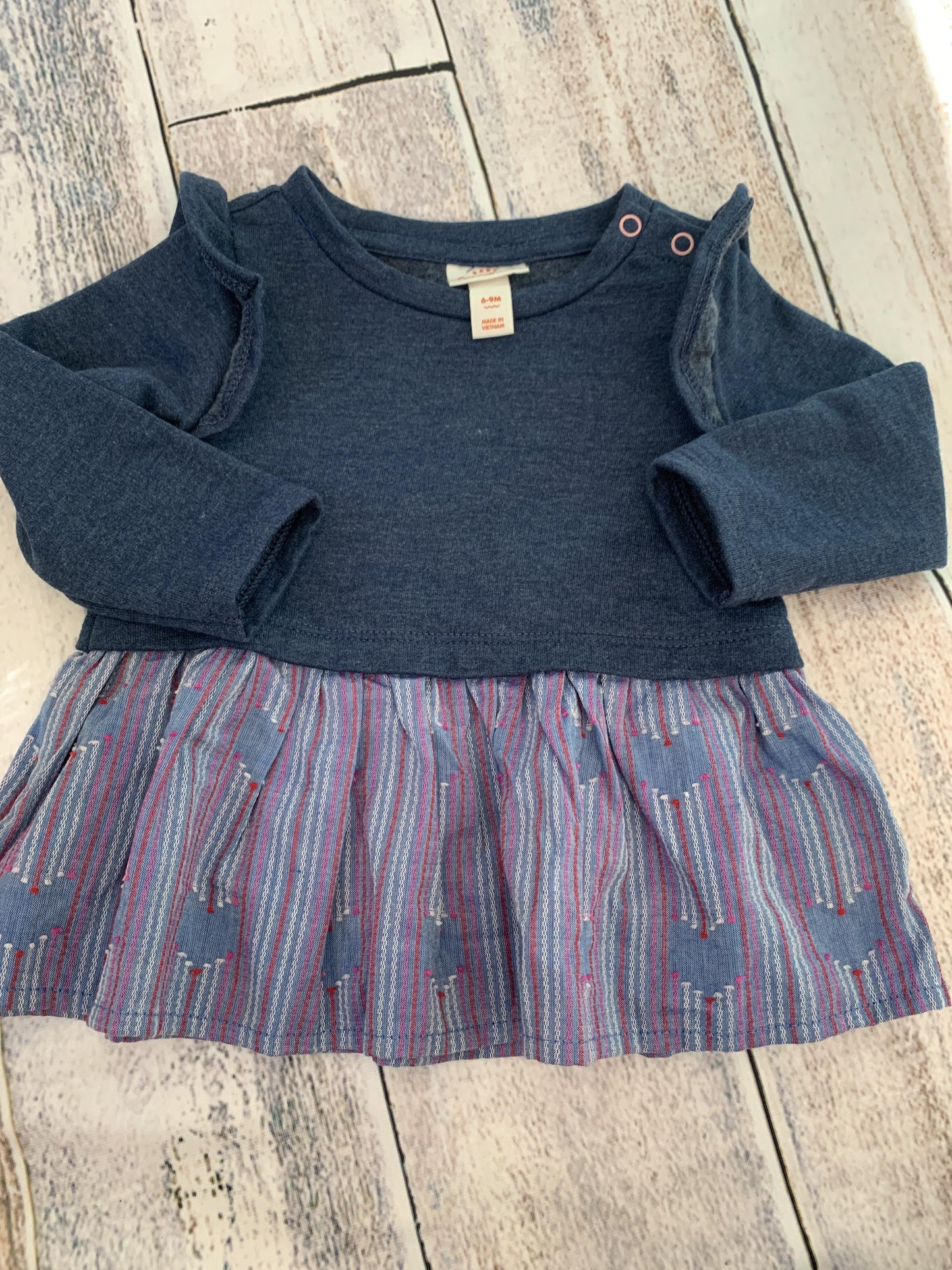 Carters Girls Royal Blue | purple Long Sleeve T-Shirt Size: 6-9 months Royal Blue | purple