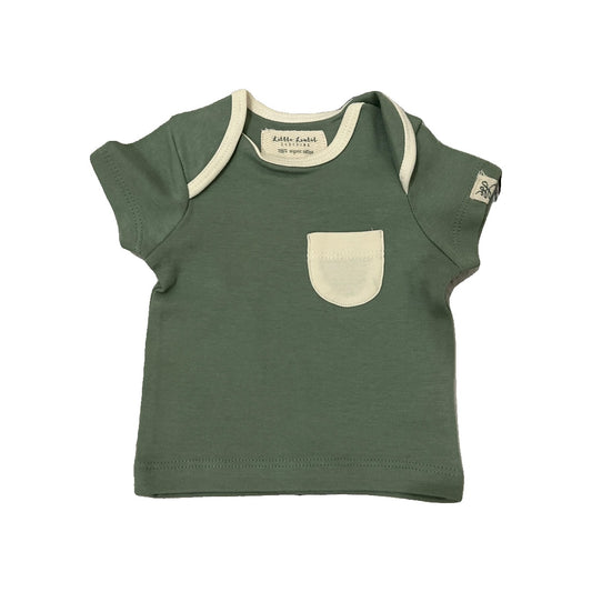 Little Lentil Unisex Sage | cream T-Shirt Size: Newborn Sage | cream
