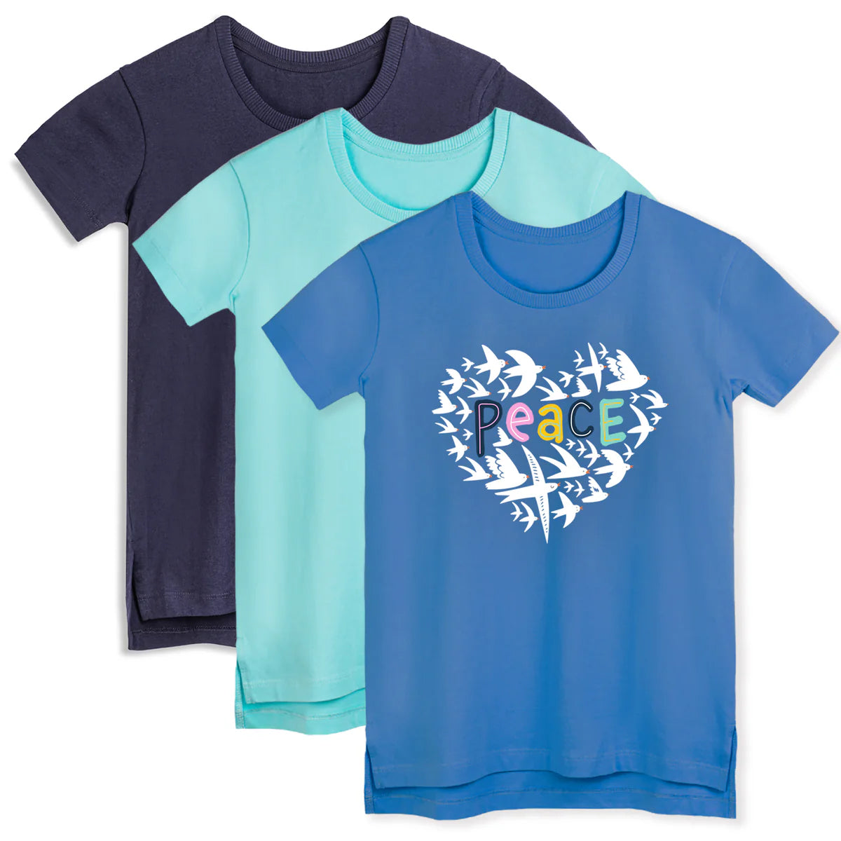 Mightly Girls Shades of Blue T-Shirt Size: 6-14 Years Shades of Blue