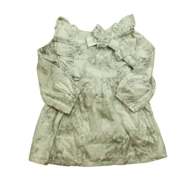 Gap Girls Silver Floral Dress Size: 18-24 Months Silver Floral