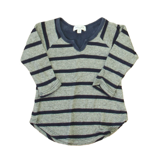 Splendid Girls Silver | Navy Long Sleeve Shirt Size: 6-12 Months Silver | Navy
