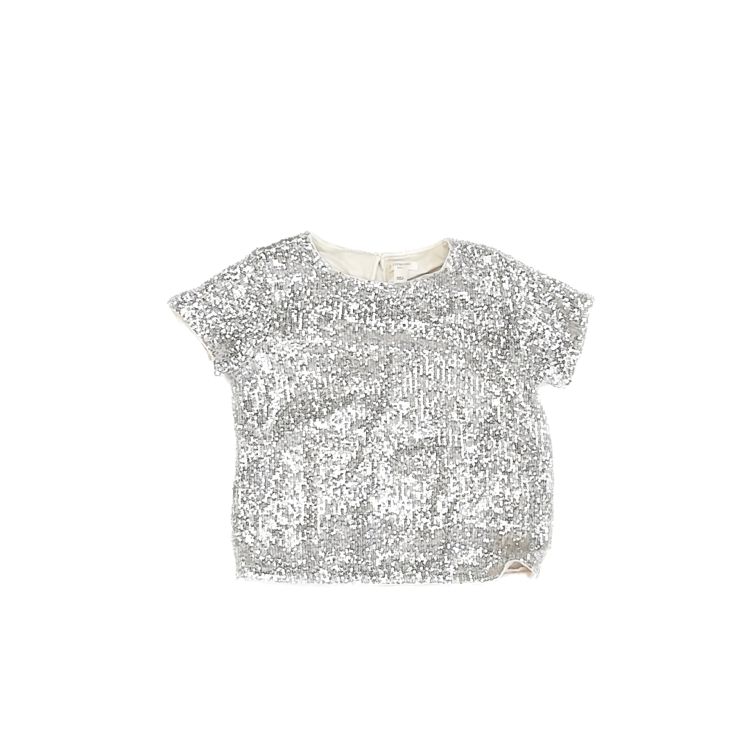 Crewcuts Girls Silver Sequins Blouse Size: 6-7 Years Silver Sequins