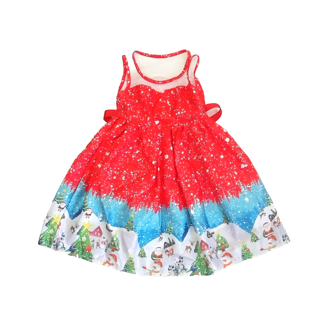 Unknown Girls Snow Scene Dress Size: *4T Snow Scene