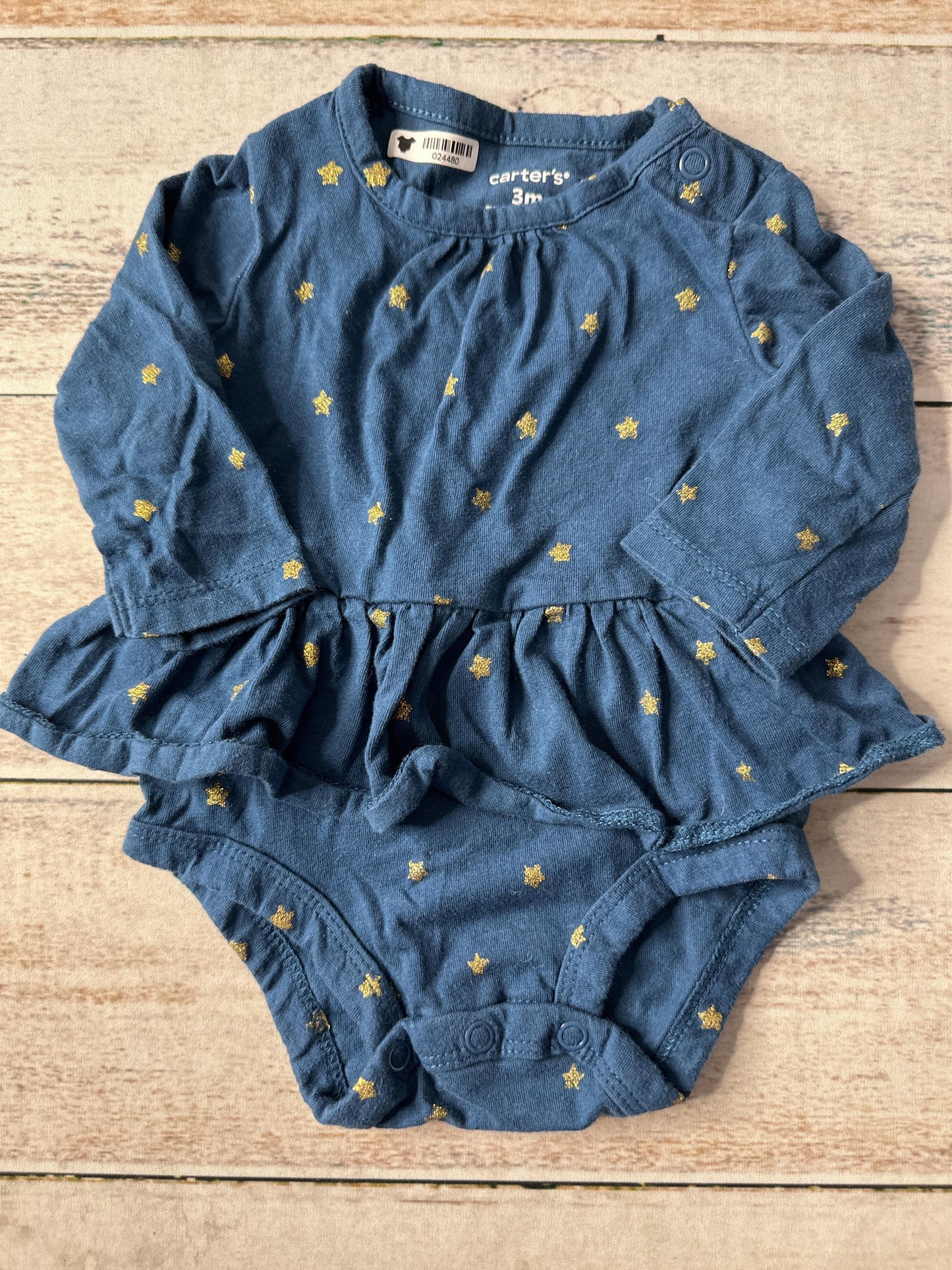 Unisex Stars | Light Blue Onesie Size: 0-3 months Stars | Light Blue