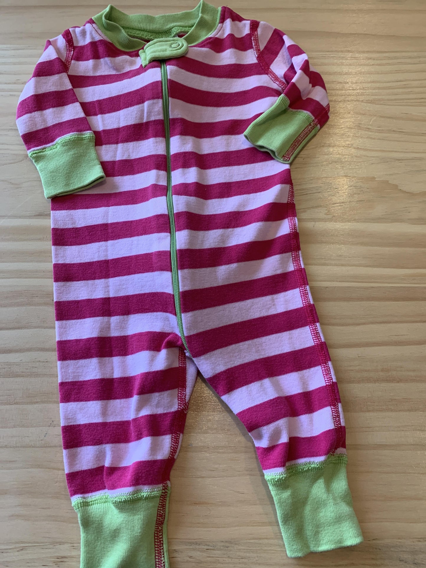 Girls Stripe | pink | light green Long Sleeve Outfit Size: 0-6 months Stripe | pink | light green