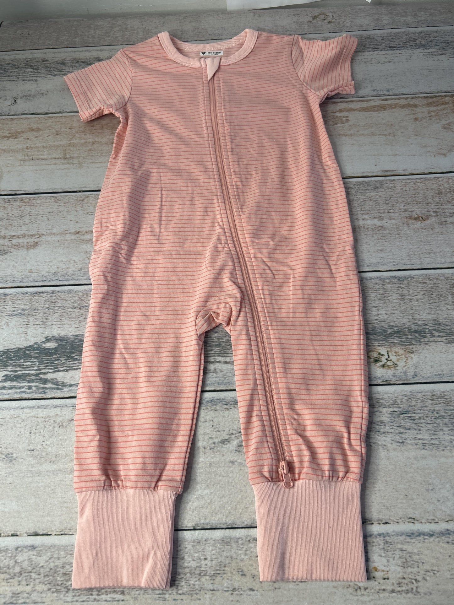 Girls Stripe | pink 1-piece footed Pajamas Size: 12-18 months Stripe | pink