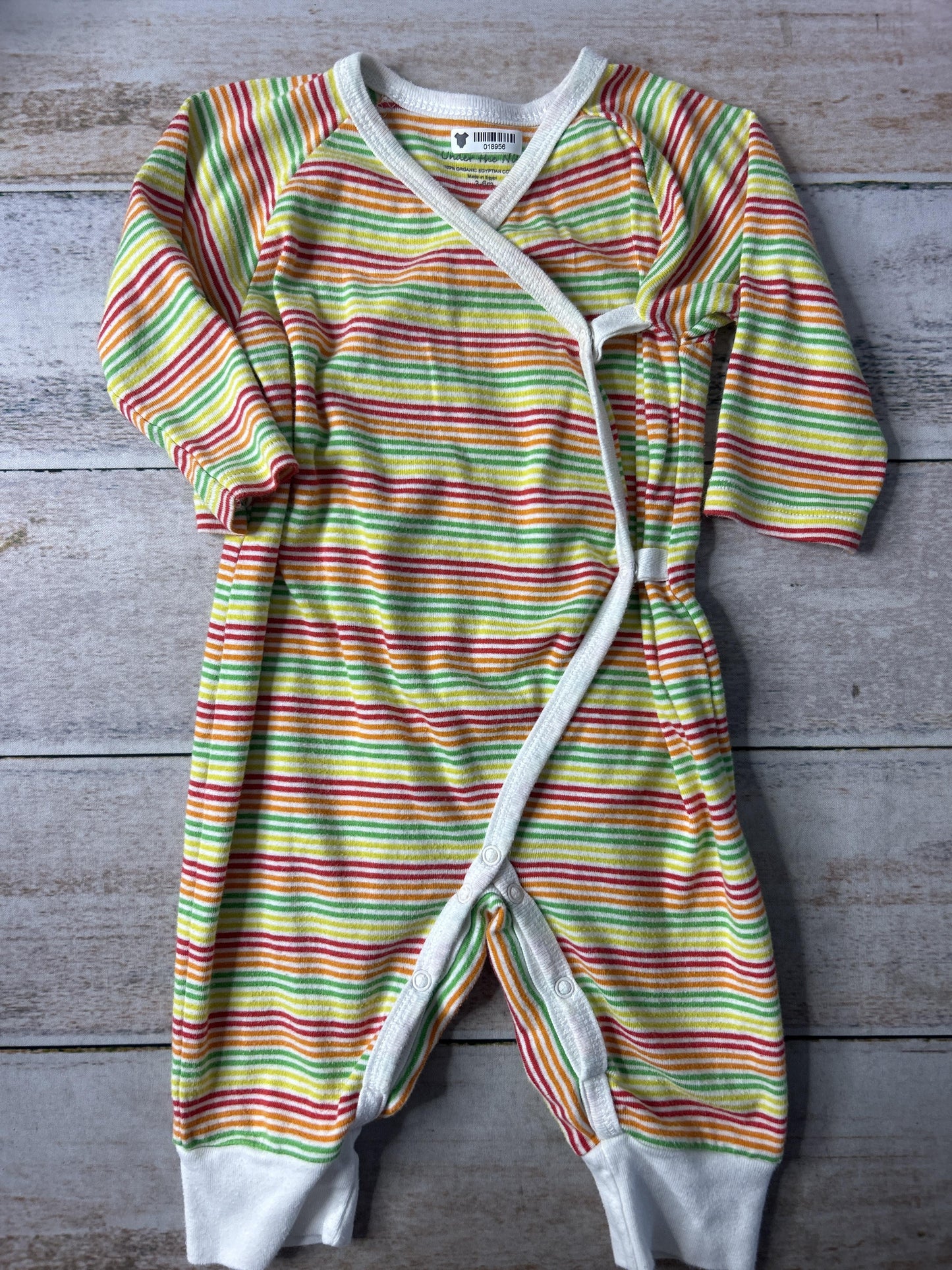 Under The Nile Unisex Striped | Red | Yellow | green Long Sleeve Outfit Size: 3-6 months Striped | Red | Yellow | green