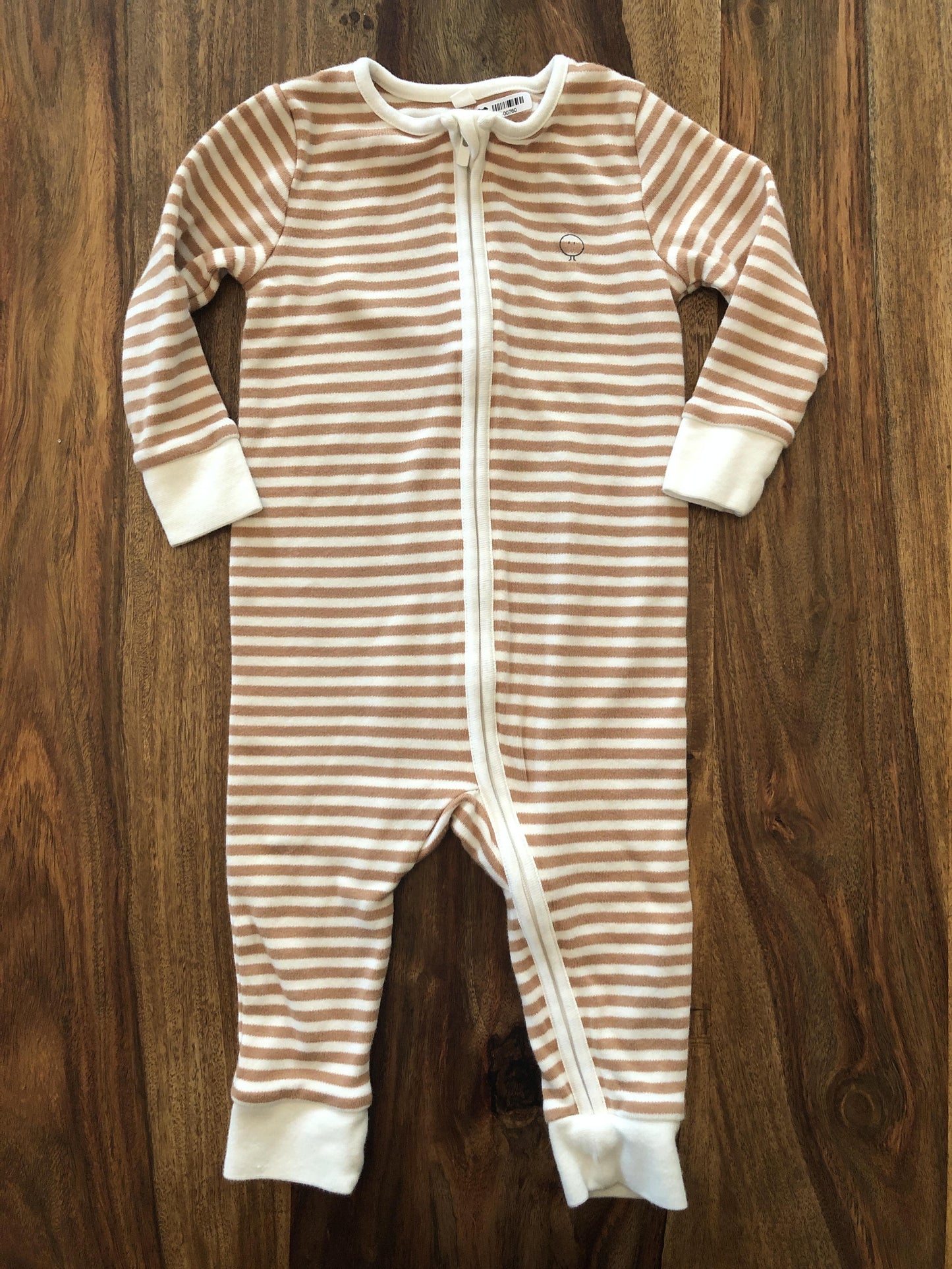 Mori Girls Striped | White | Brown Pajamas Size: 9-12 Months Striped | White | Brown