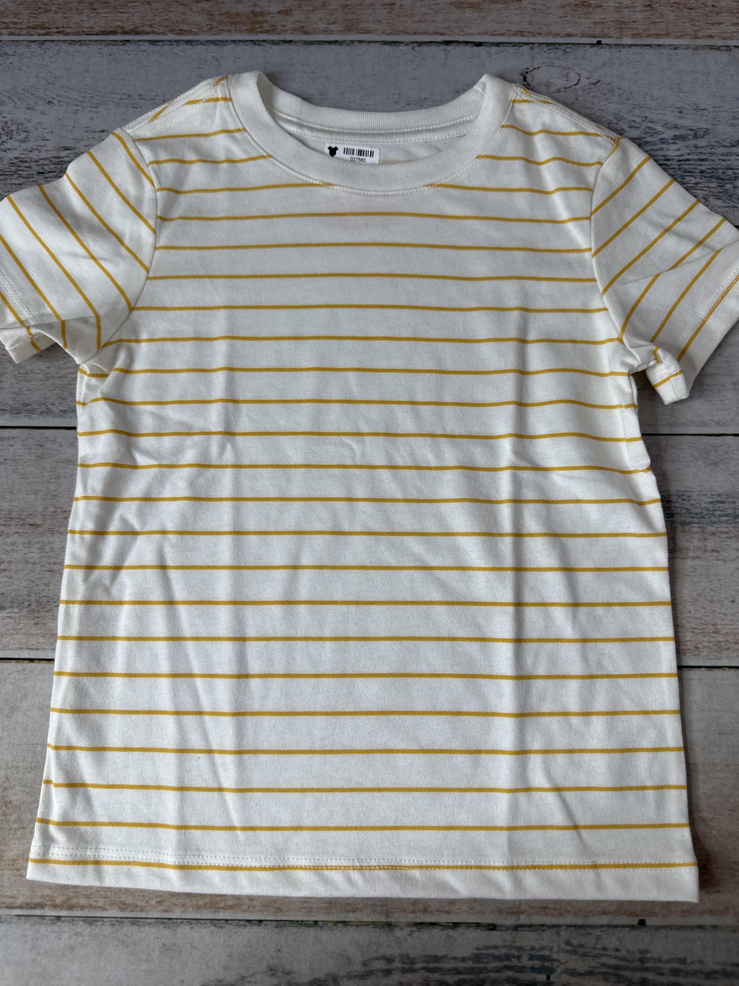 Cat & Jack Unisex Striped | White | Yellow T-Shirt Size: 4T Striped | White | Yellow