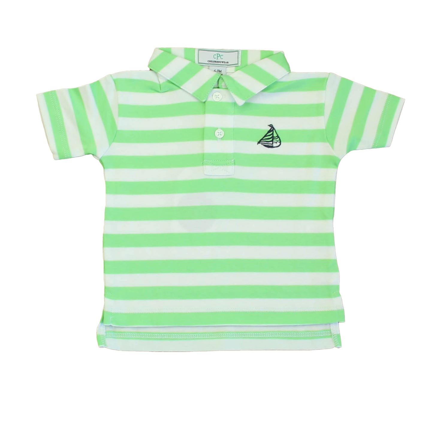 Classic Prep Boys Summer Green | Bright White Polo Shirt Size: 6-9 Months Summer Green | Bright White