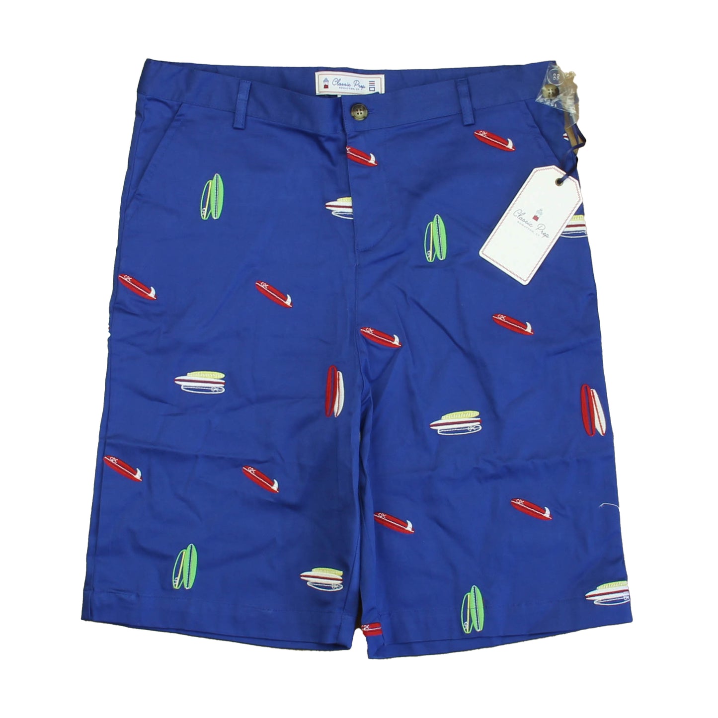 Classic Prep Boys Surfboard on Mazarine Blue Shorts Size: 6-14 Years Surfboard on Mazarine Blue