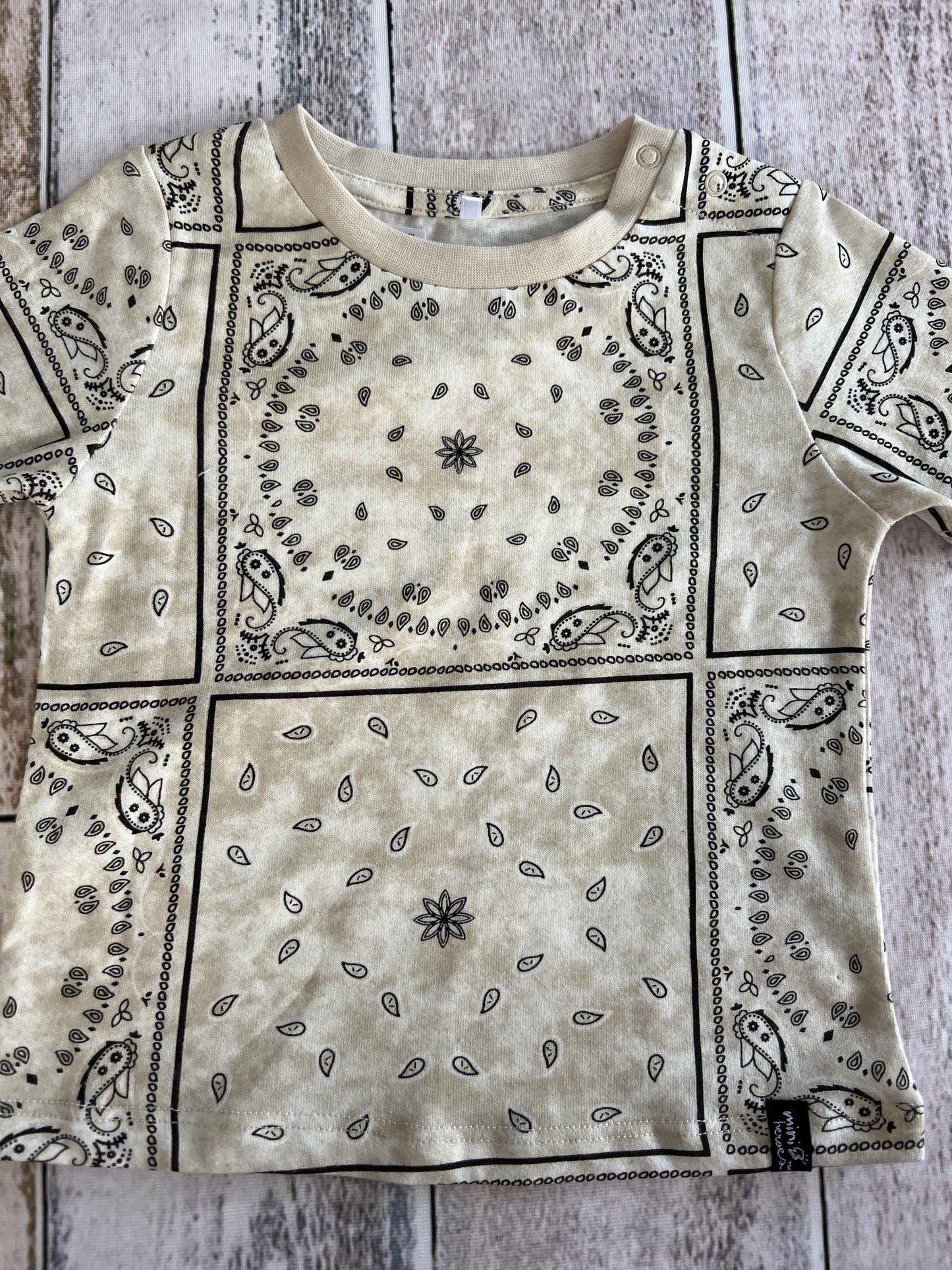 Mini Heroes Boys Tan | Black | Paisley T-Shirt Size: 18 months Tan | Black | Paisley