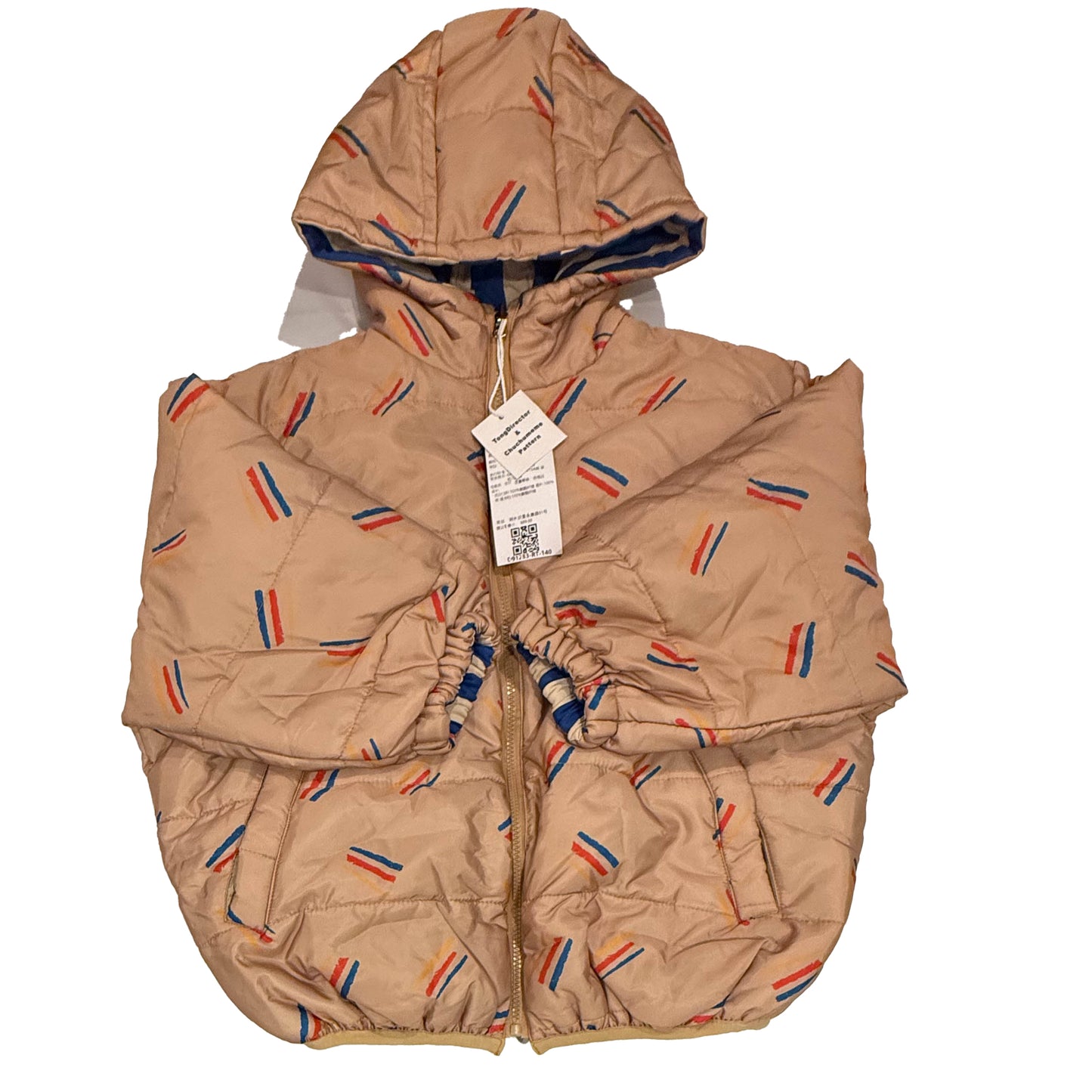 Unknown Brand Boys Tan Blue | Blue Stripe Jacket Size: 8 Years Tan Blue | Blue Stripe