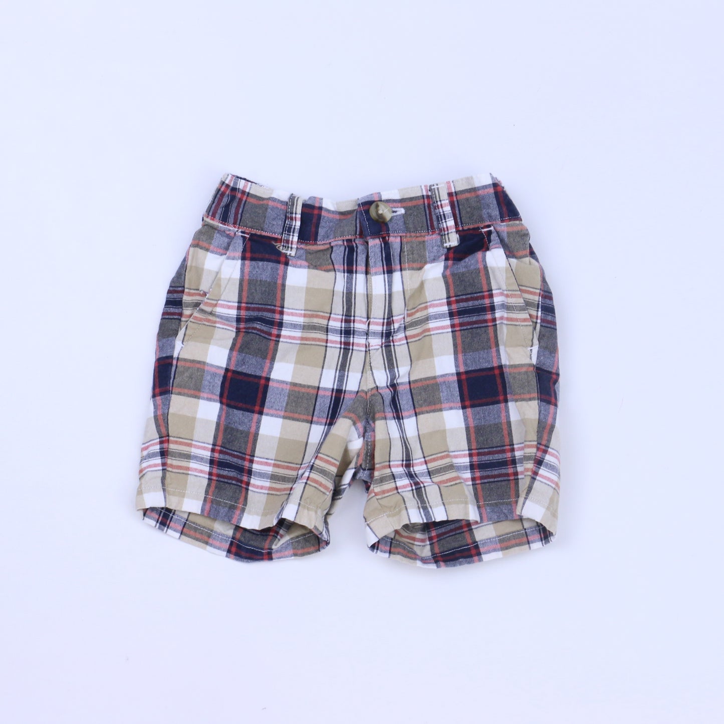 Janie & Jack Boys Tan | Blue | Red Plaid Shorts Size: 3-6 Months Tan | Blue | Red Plaid