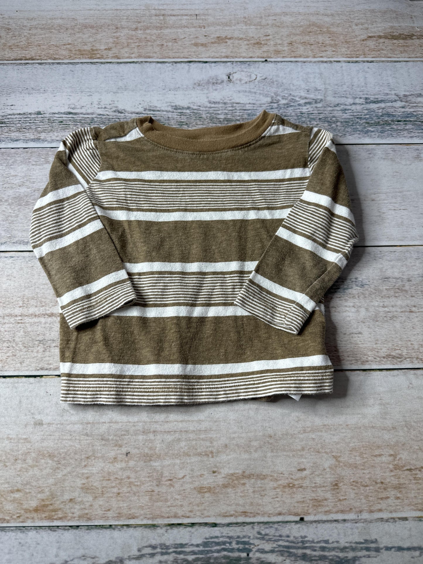 Old Navy Boys Tan | Brown | White Long Sleeve T-Shirt Size: 12-18 months Tan | Brown | White