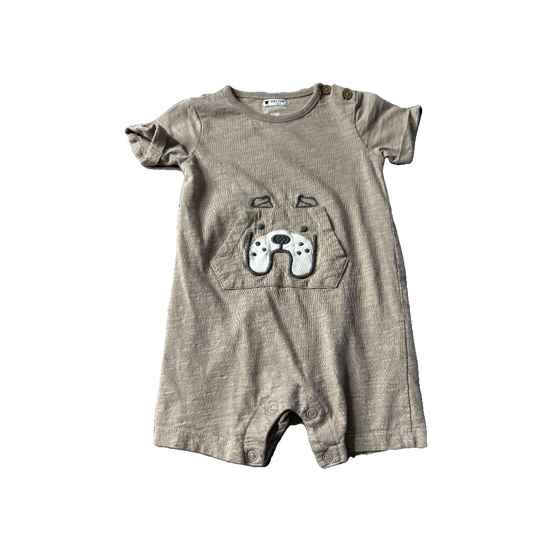 Mac & Moon Boys Tan | dog Romper Size: 12 months Tan | dog