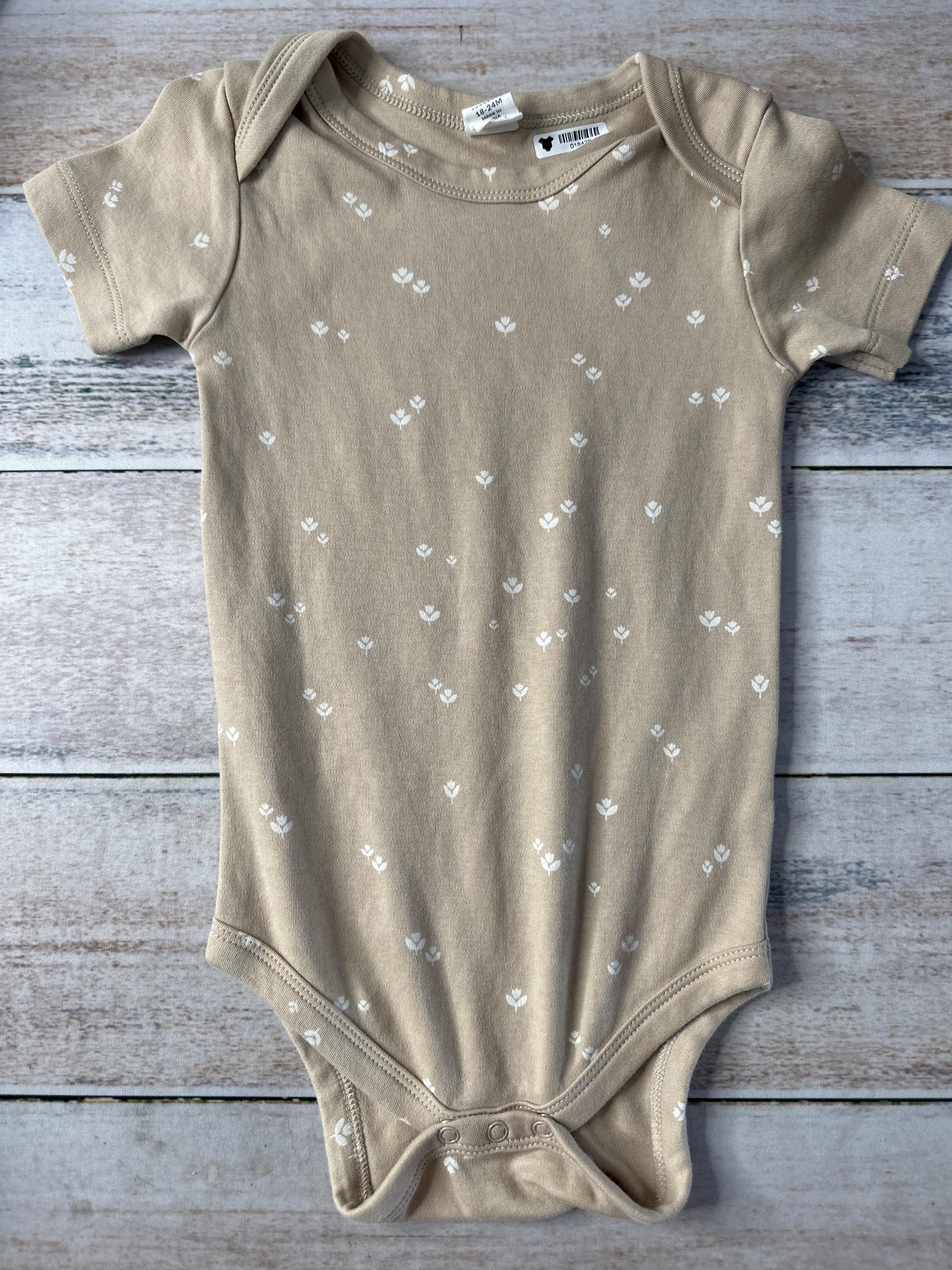 Colored Organics Girls Tan | Flowers Onesie Size: 18-24 months Tan | Flowers