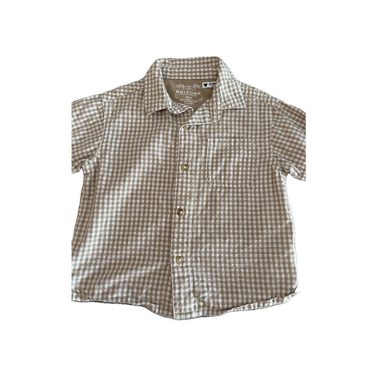 Arizona Boys Tan | plaid Button Down Short Sleeve Size: 18 months Tan | plaid