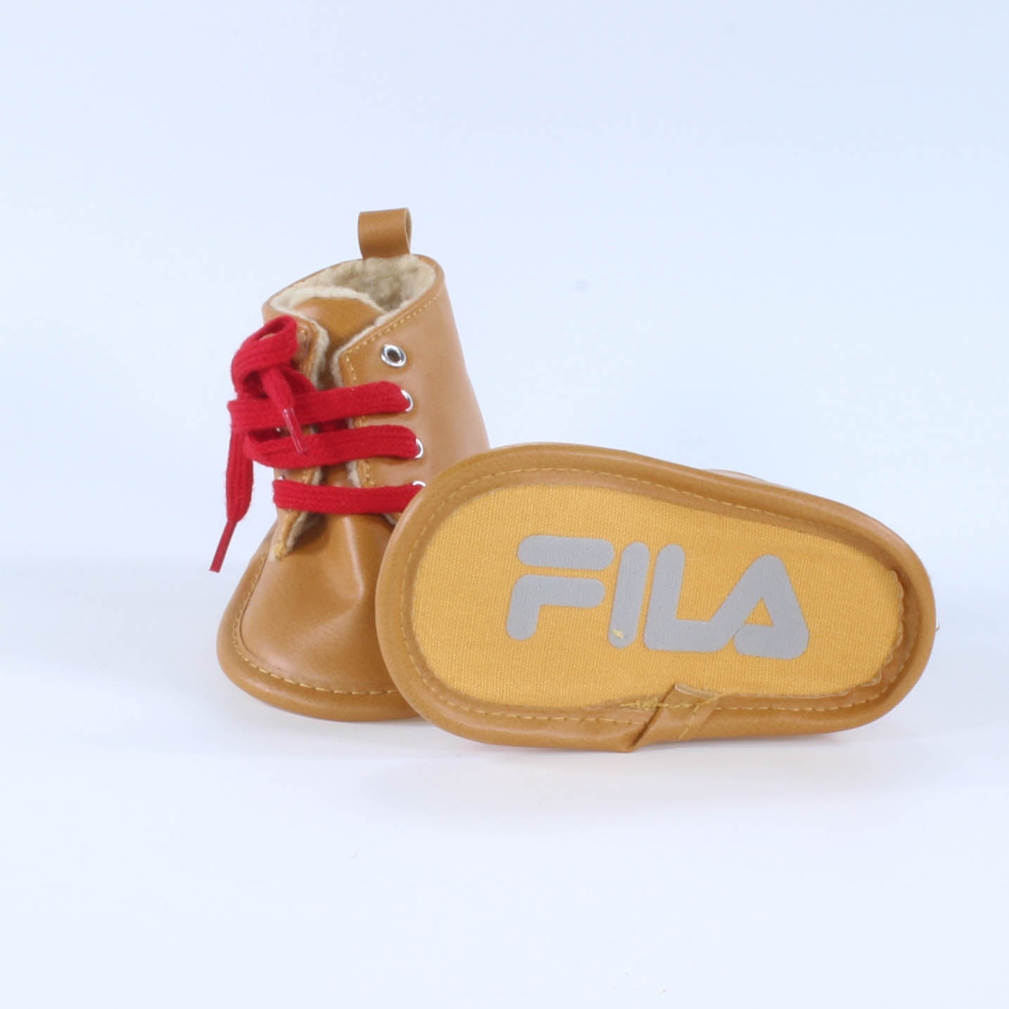 Fila Boys Tan | Red Booties Size: 9-12 Months Tan | Red