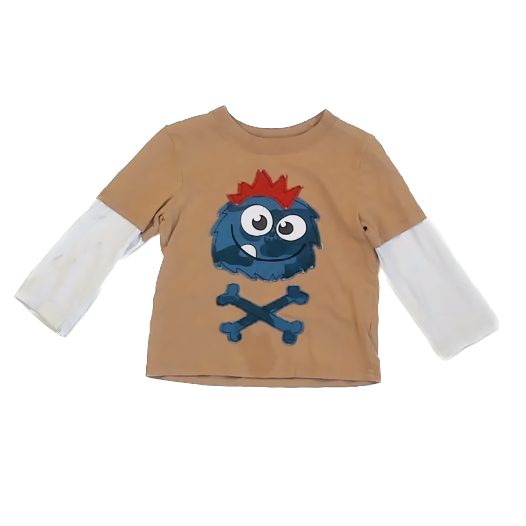 Circo Boys Tan | White Long Sleeve T-Shirt Size: 3T Tan | White