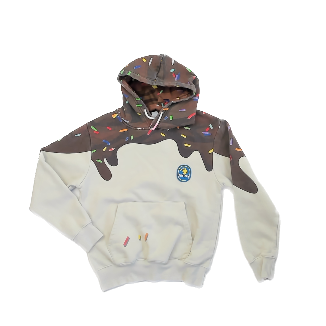 Crate Plate Unisex Tan with Sprinkles Hoodie Size: Youth Medium (10-12 Years) Tan with Sprinkles