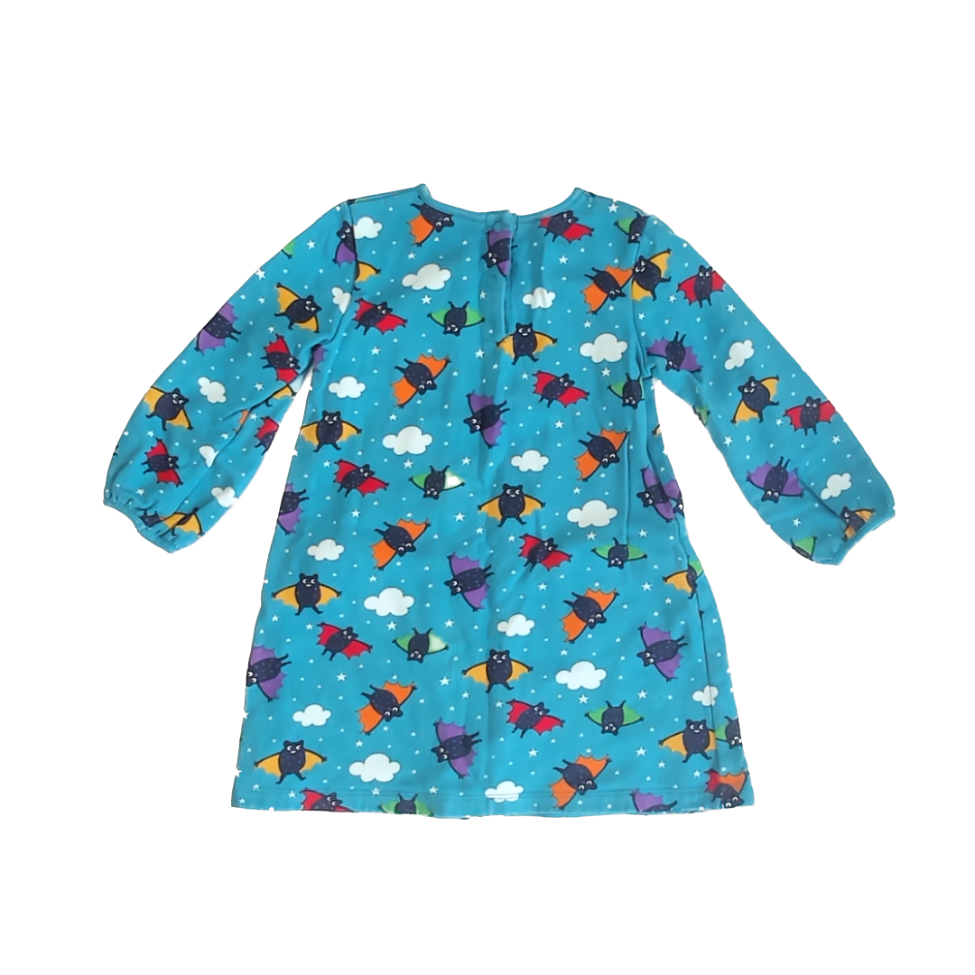 Frugi Girls Teal Bats Dress Size: 4-5 Years Teal Bats
