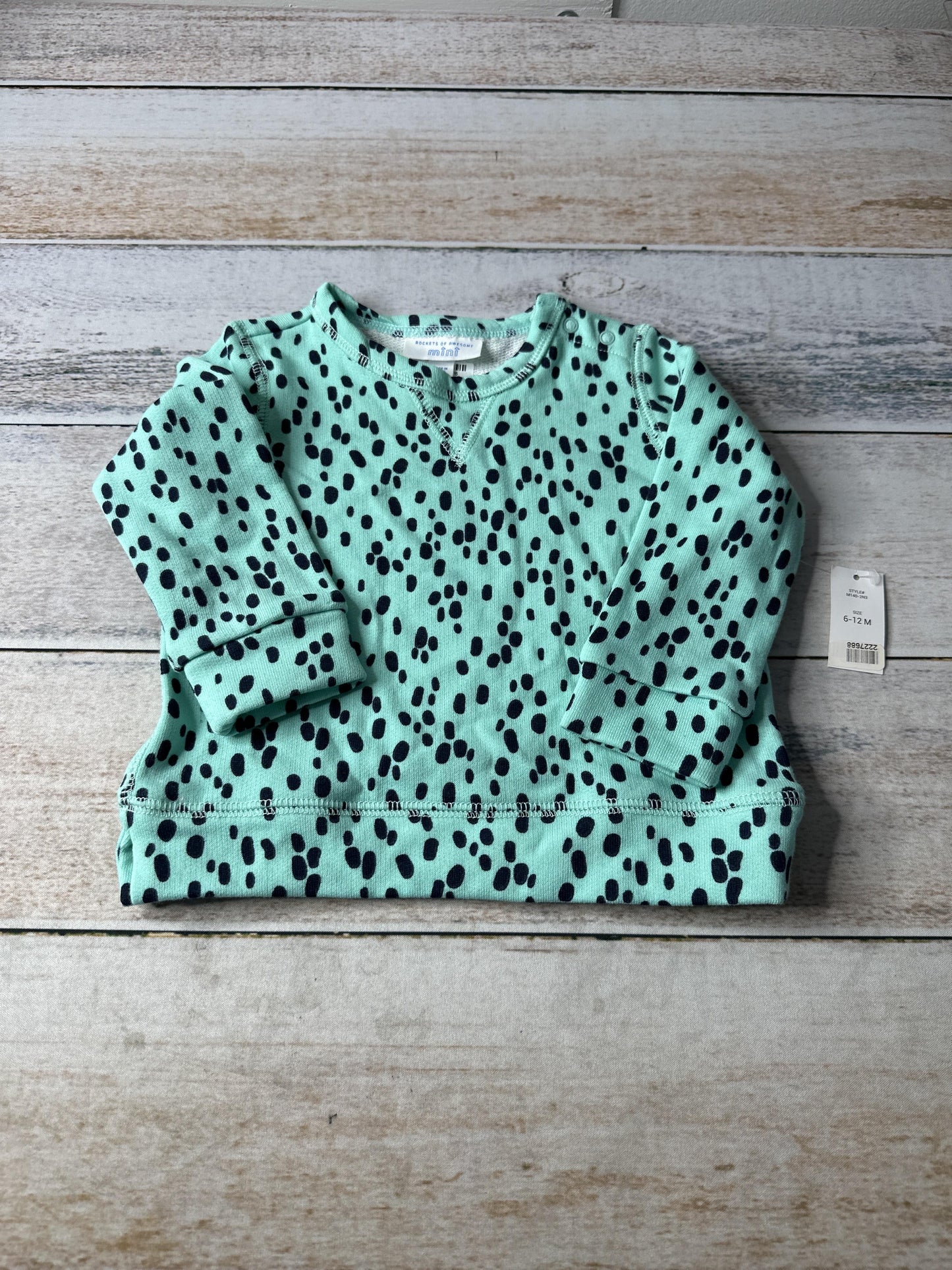 Rockets of Awesome Girls Teal | Black | Animal Print Sweater Size: 0-3 months Teal | Black | Animal Print