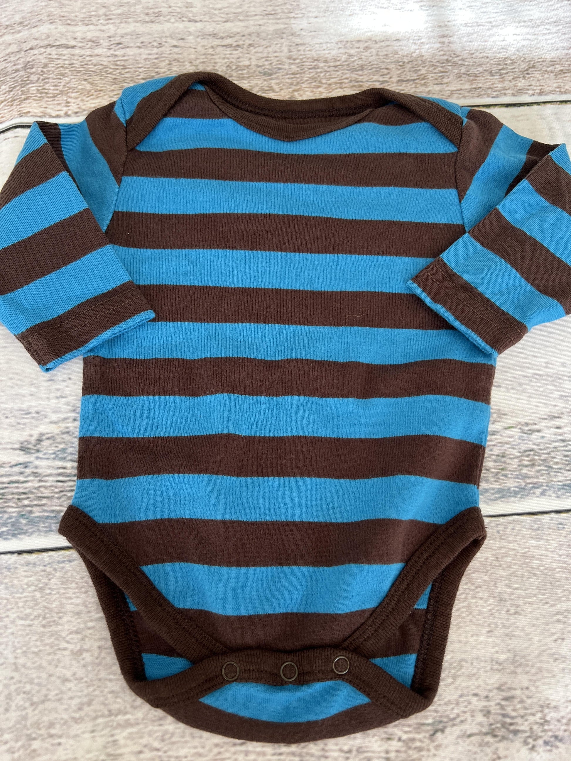 Leveret Boys Teal | Brown | Stripe Onesie Size: 3-6 months Teal | Brown | Stripe