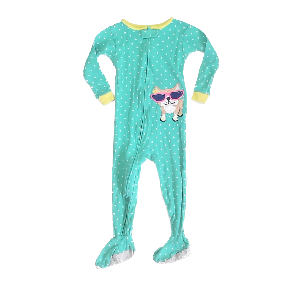 Carter''s Girls Teal Dog 1-piece footed Pajamas Size: 24 Months Teal Dog