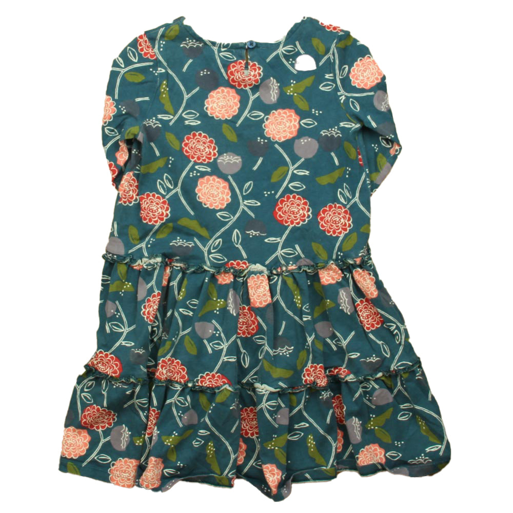 Tea Collection Girls Teal Floral Dress Size: 7 Years Teal Floral
