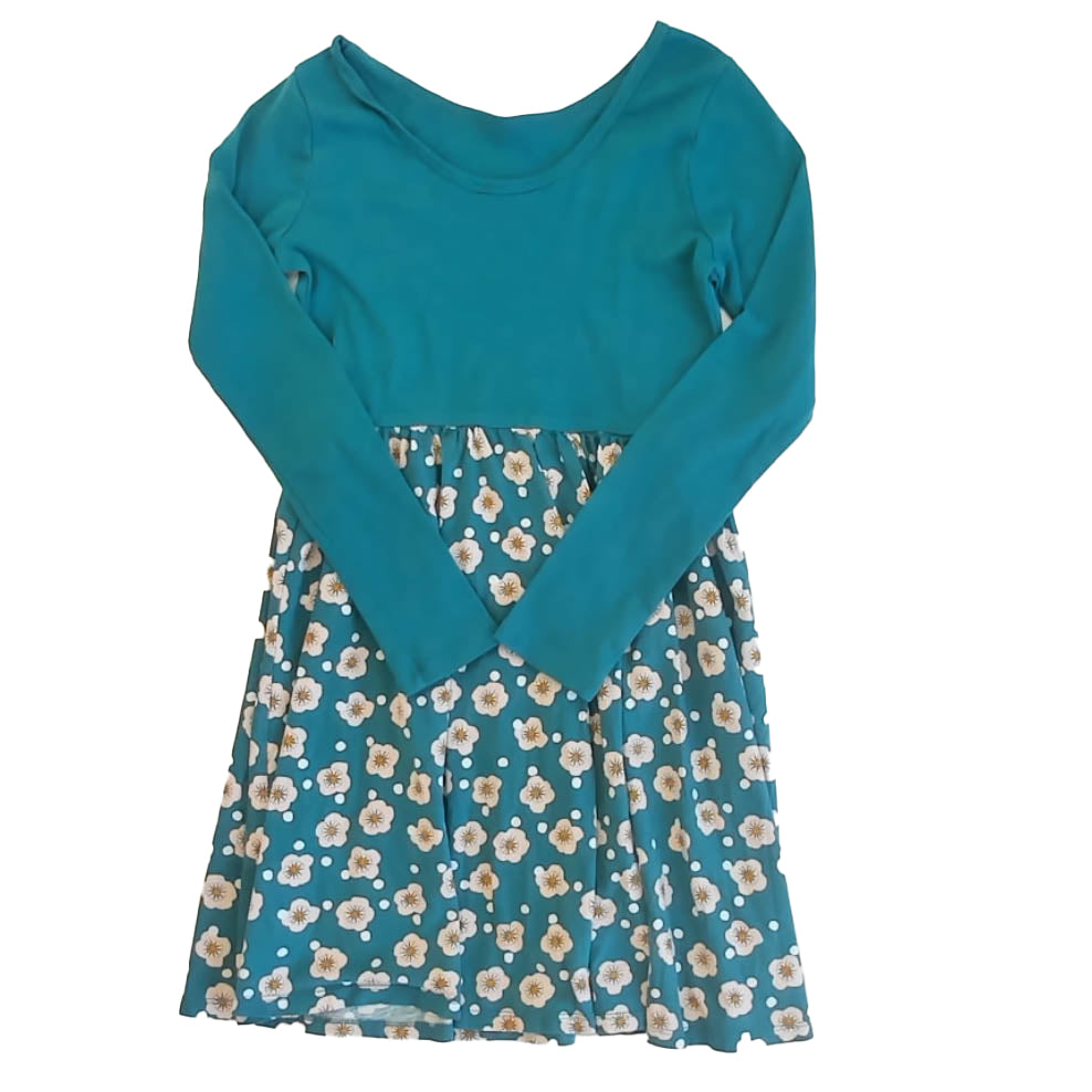 Tea Collection Girls Teal Floral Dress Size: 12 Years Teal Floral