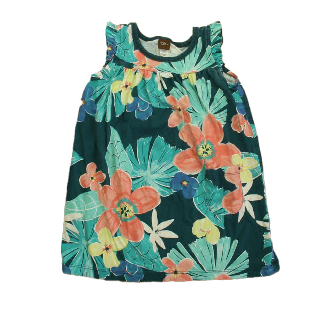 Tea Girls Teal Floral Dress Size: 3T Teal Floral