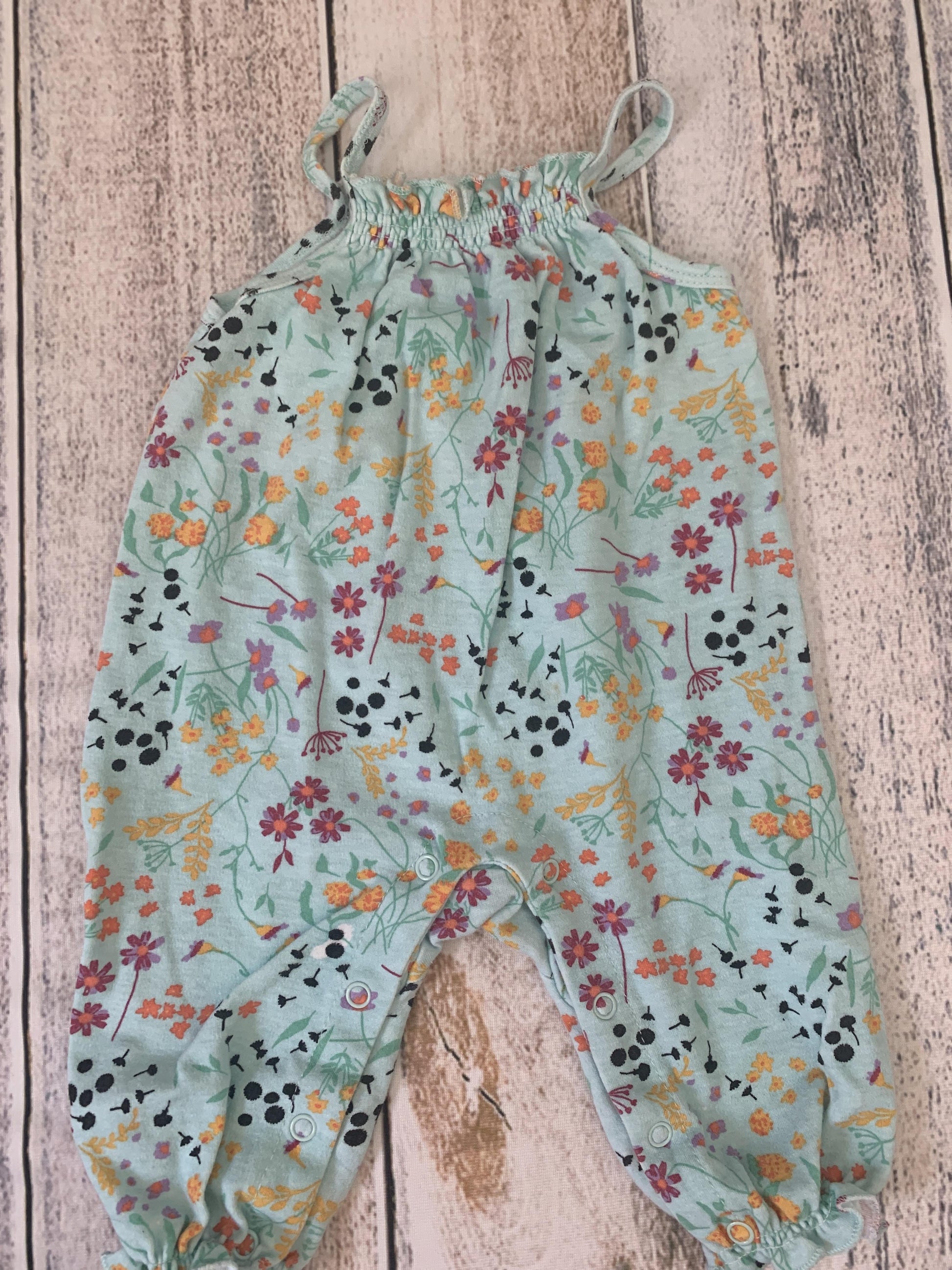 Laura Ashley Girls Teal | Flowers Romper Size: 6-9 months Teal | Flowers