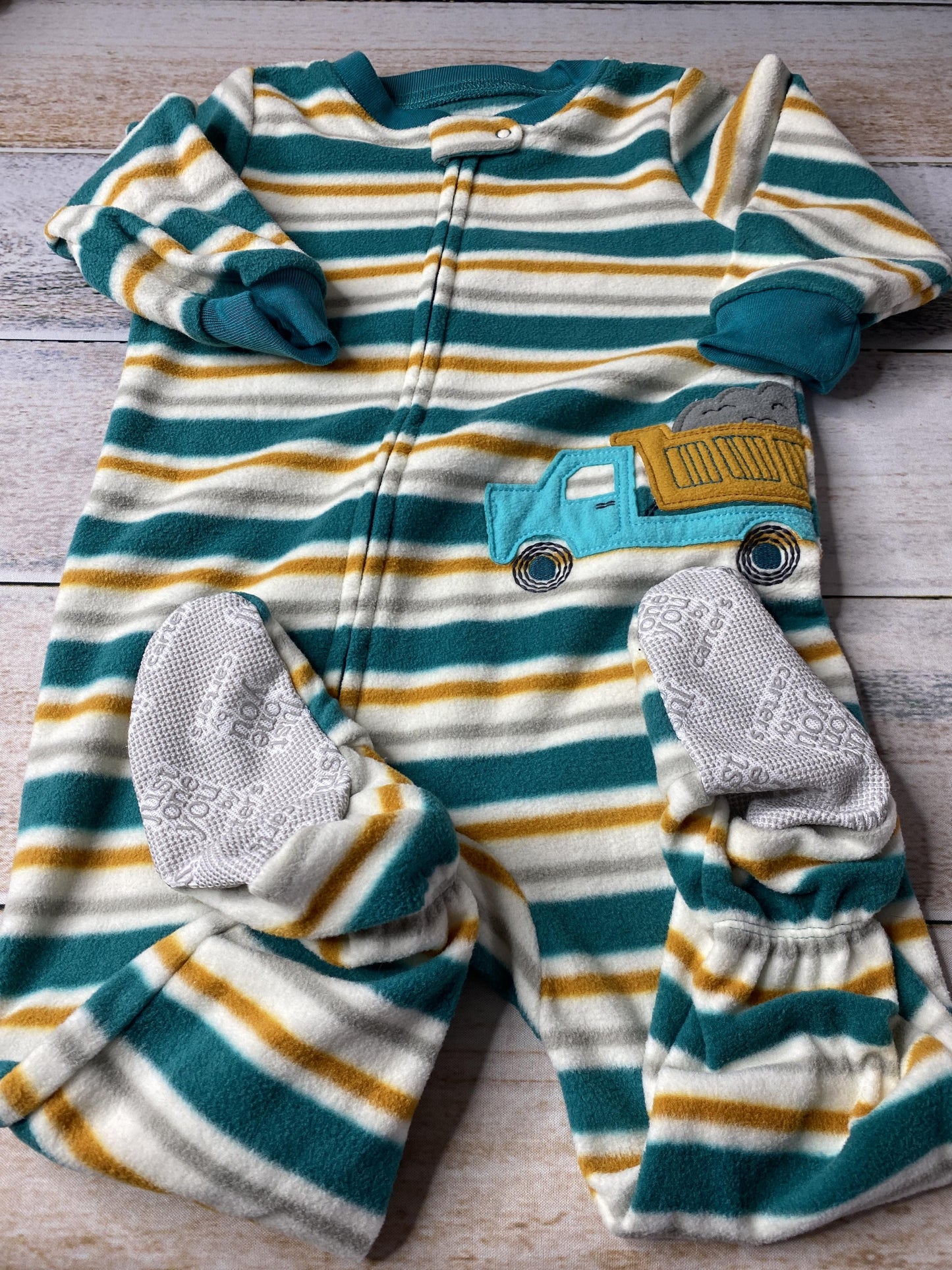Carters Boys Teal | Gold | Stripe Pajamas Size: 18 months Teal | Gold | Stripe