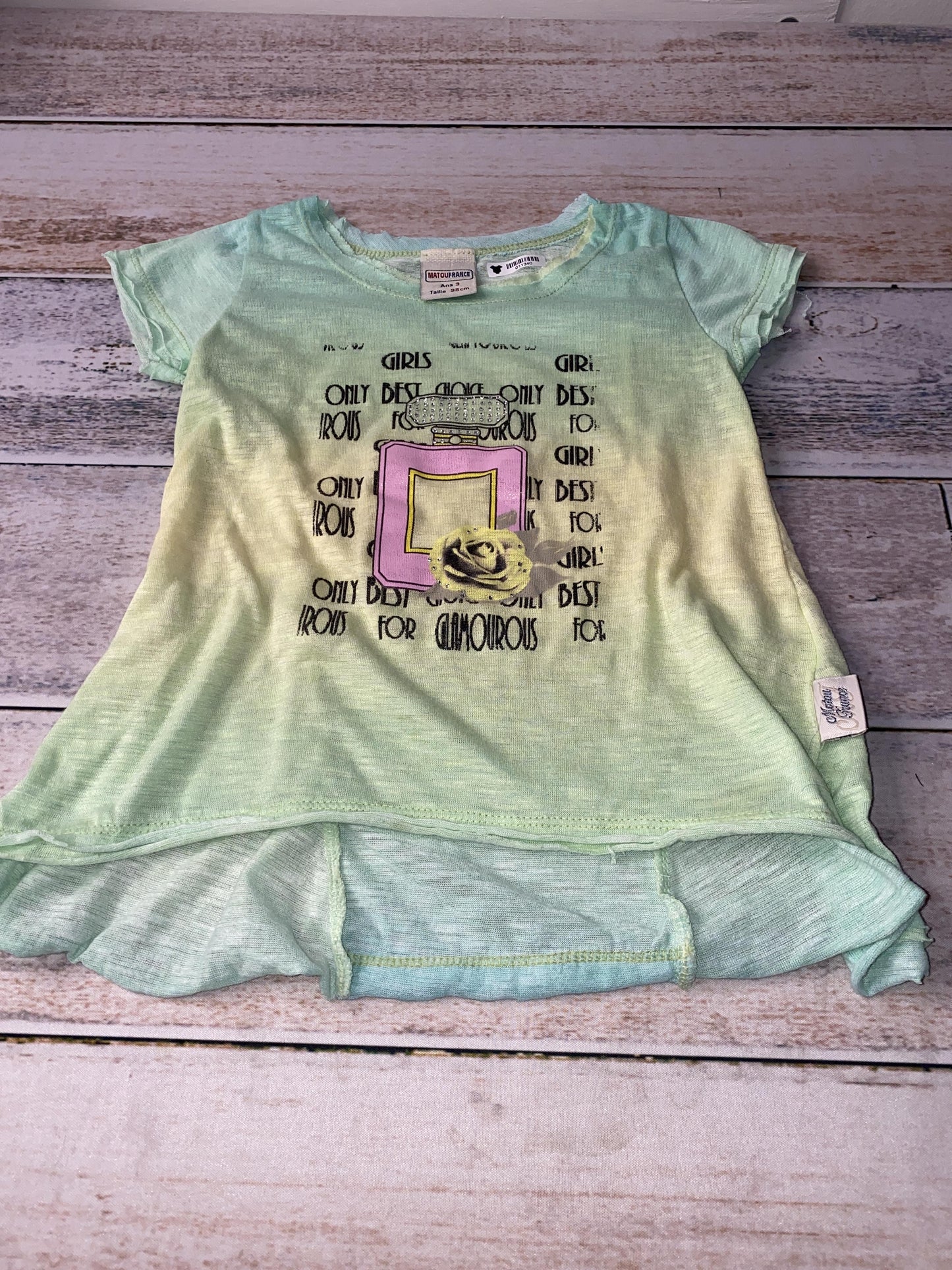 Matou Girls Teal | Graphic T-Shirt Size: 3T Teal | Graphic