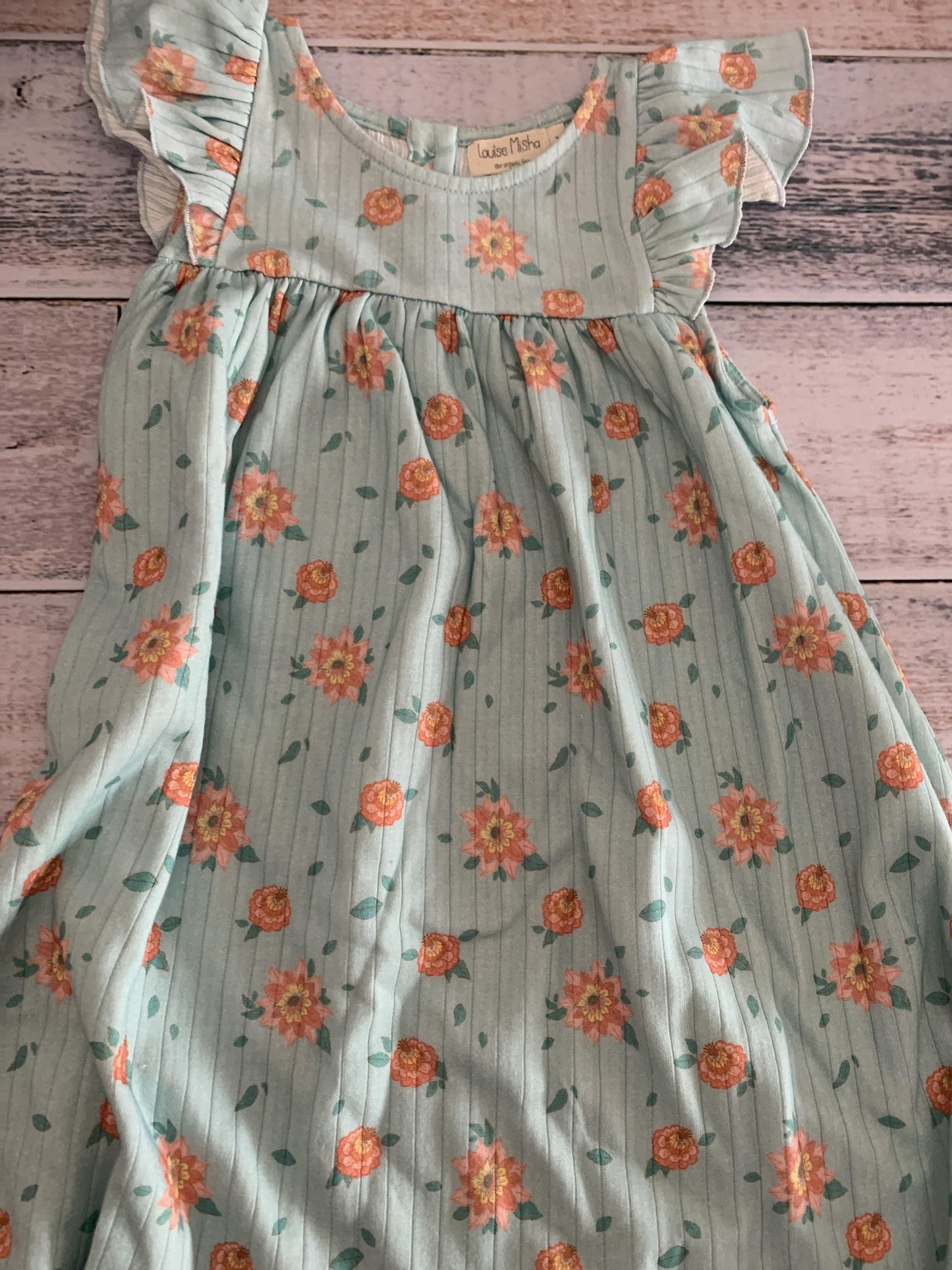 Louise Misha Girls Teal | Pink floral Dress Size: 3T Teal | Pink floral