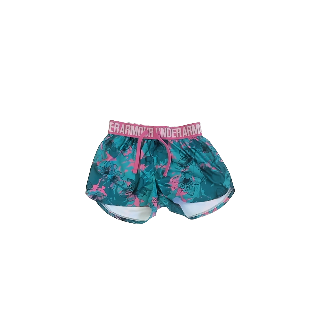Under Armour Girls Teal | Pink Athletic Shorts Size: YS (7-8 Years) Teal | Pink